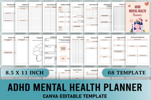 Download Editable ADHD Mental Health Planner - Mental health plan Collection