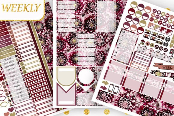 Download Weekly Big Happy Planner Burgundy Flower - Premium Resources