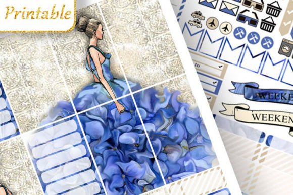 Download Planner Stickers Blue Dress Flower Girl - Premium Resources