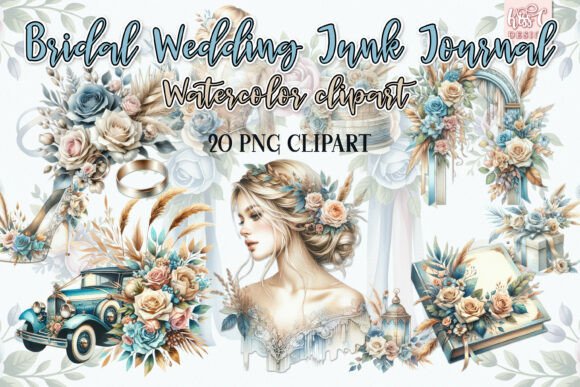 Download Watercolor Bridal Wedding Junk Journal - Premium Resources