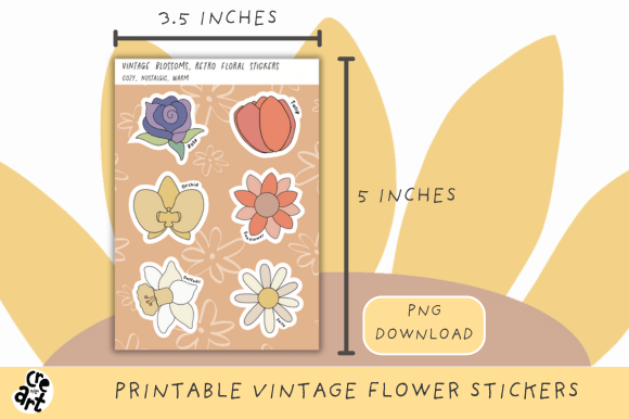 Download Printable Vintage Flower Stickers - Premium Bundle